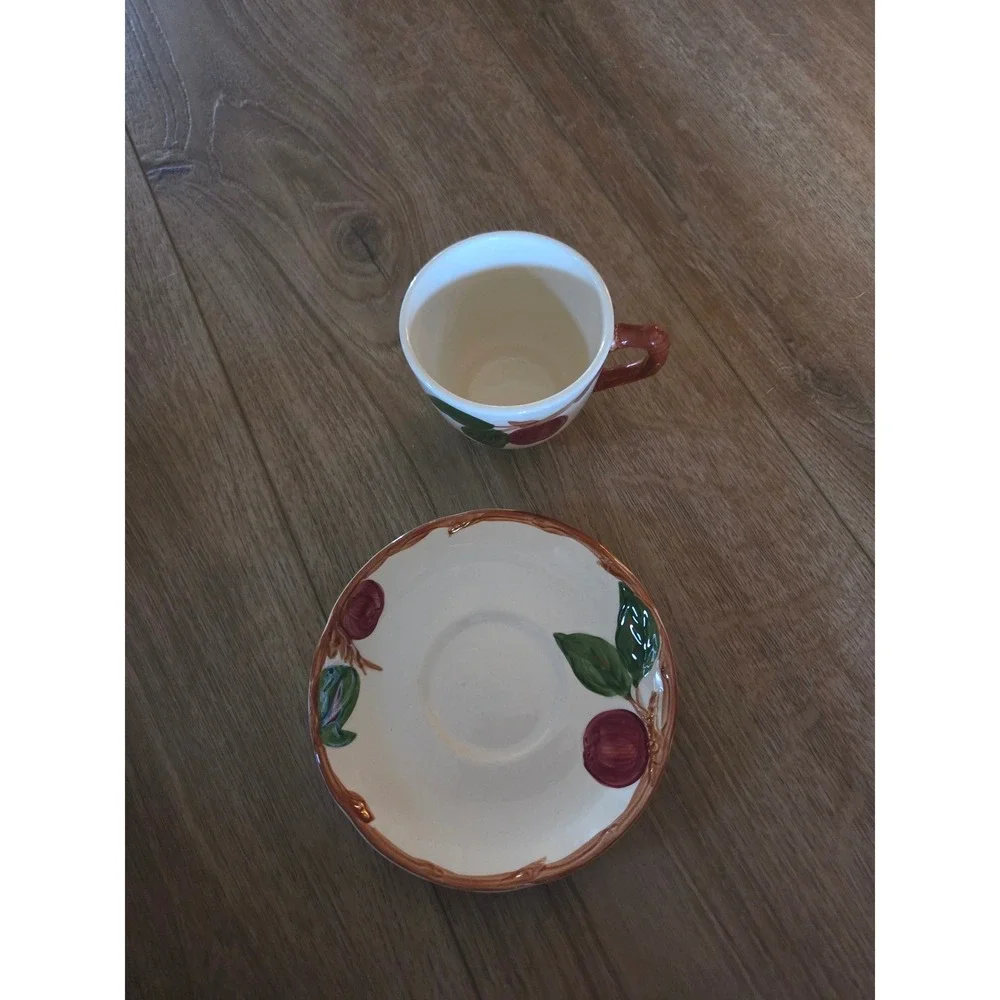 Franciscan Earthenware Apple Demitasse Cup and Saucer Set Vintage USA Made